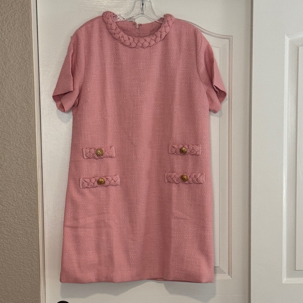 Chic Pink Dress with Braided Details